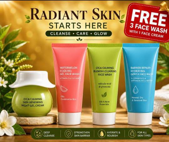 Glowing Face - No Spots for Men and Women || 3 Face Wash FREE